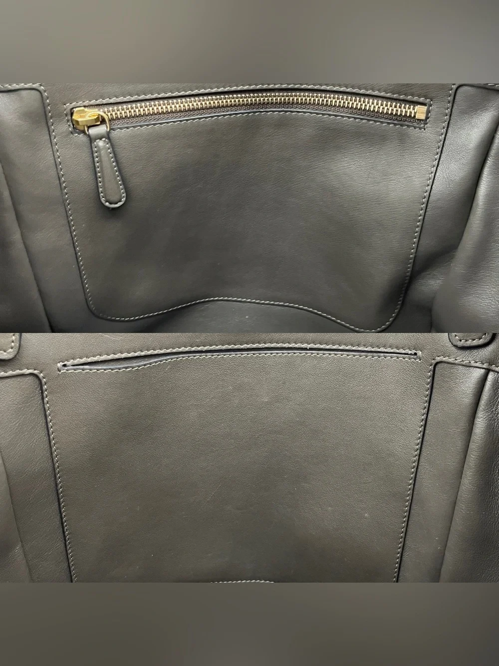 Christian Dior Bar Tote Bag in Smooth Gray Calfskin Leather